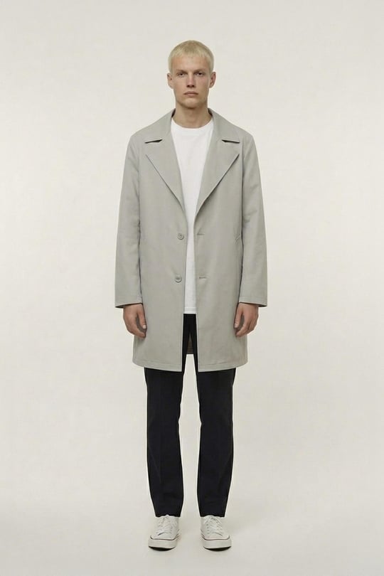 Bej Oversize Pamuklu Yan Cepli Mono Yaka Trençkot
