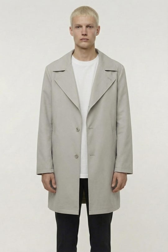 Bej Oversize Pamuklu Yan Cepli Mono Yaka Trençkot