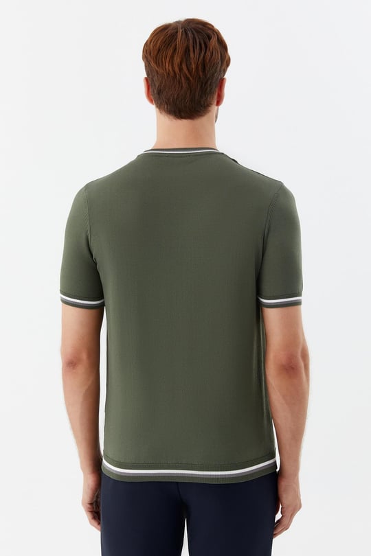 Yeşil Regular Fit Bisiklet Yaka Triko T-Shirt