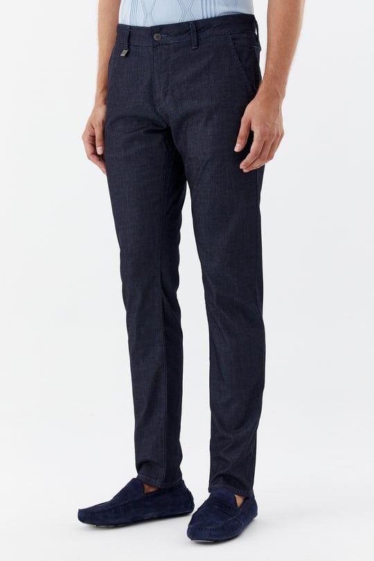 İndigo Normal Bel Klasik Paça Chino Pantolon