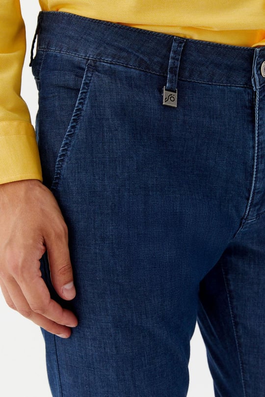 Mavi Normal Bel Klasik Paça Chino Pantolon