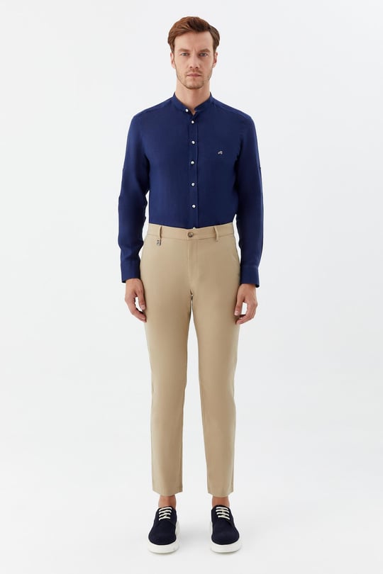 Kum Pamuklu Regular Fit Normal Bel Chino Pantolon