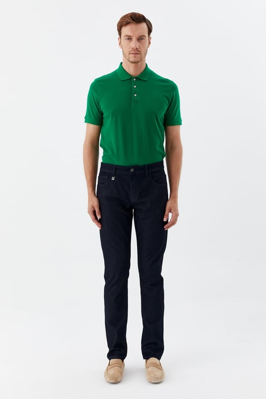 Lacivert Regular Fit Pamuklu Beş Cep Normal Bel Denim Pantolon