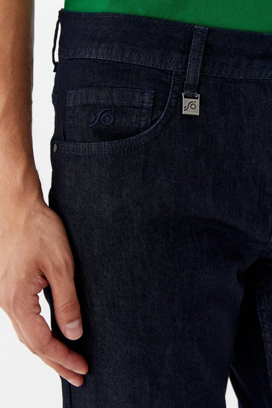 Lacivert Regular Fit Pamuklu Beş Cep Normal Bel Denim Pantolon
