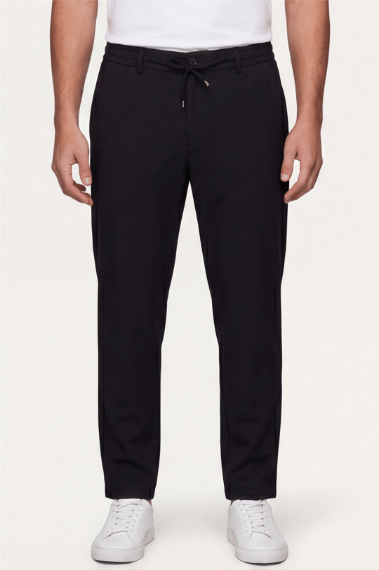 Siyah Dokulu Arka Lastikli Köprü Kemerli Bağcıklı Slim Fit Jogger Pantolon