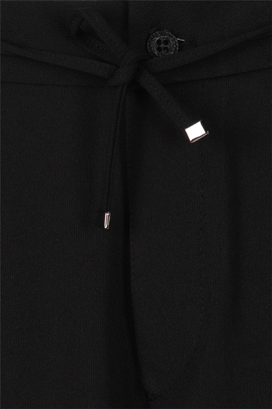 Siyah Dokulu Arka Lastikli Köprü Kemerli Bağcıklı Slim Fit Jogger Pantolon