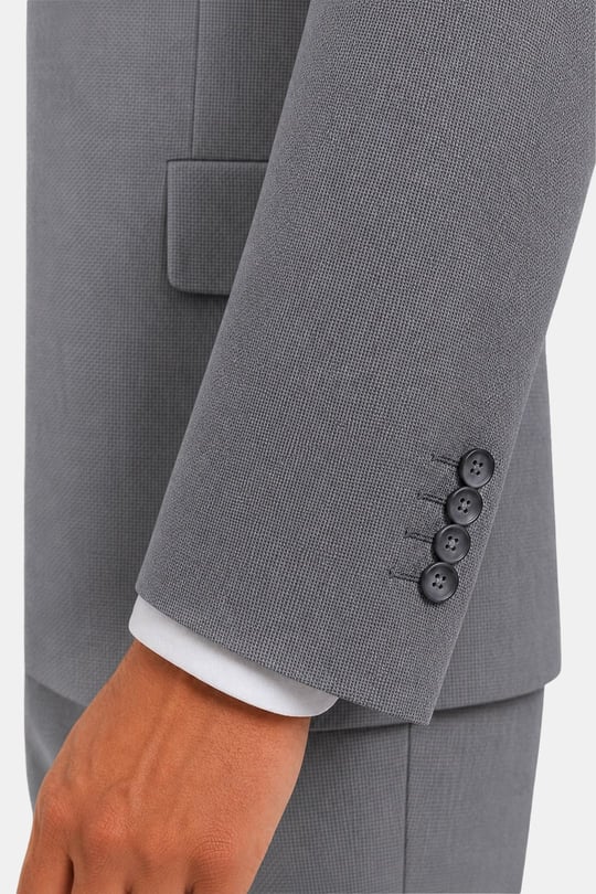 Gri Slim Fit Normal Bel 6 Drop Mono Yaka Takım Elbise