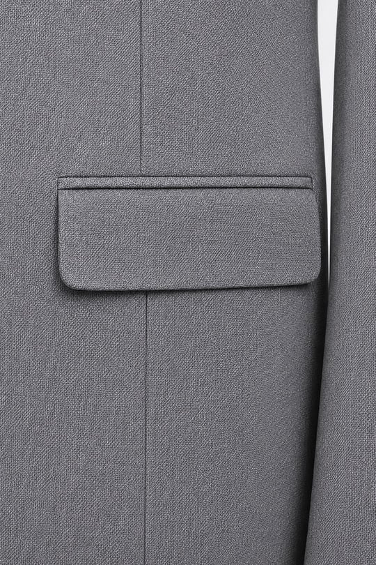Gri Slim Fit Normal Bel 6 Drop Mono Yaka Takım Elbise