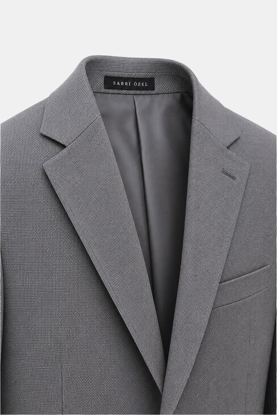 Gri Slim Fit Normal Bel 6 Drop Mono Yaka Takım Elbise