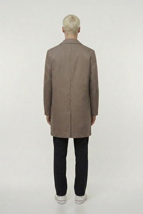 Kahve Oversize Pamuklu Yan Cepli Mono Yaka Trençkot