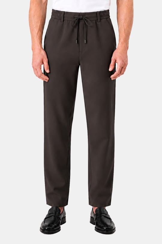 Kahverengi Dokulu Arka Lastikli Köprü Kemerli Bağcıklı Slim Fit Jogger Pantolon - Sabri Özel