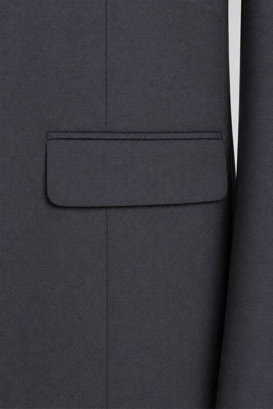 Koyu Gri Slim Fit Düz Paça 6 Drop Mono Yaka Klasik Takım Elbise