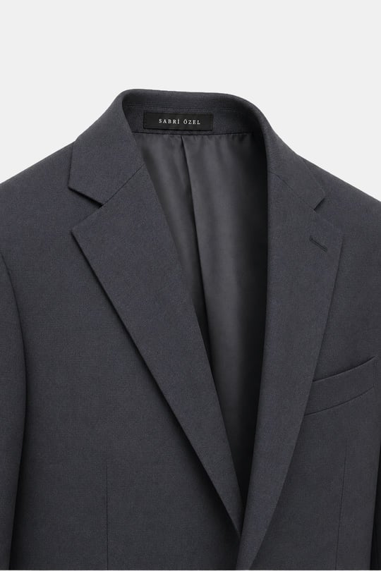Koyu Gri Slim Fit Düz Paça 6 Drop Mono Yaka Klasik Takım Elbise