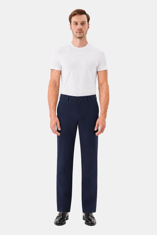 Lacivert Yanı Lastikli Köprülü Kemerli Slim Fit Jogger Pantolon