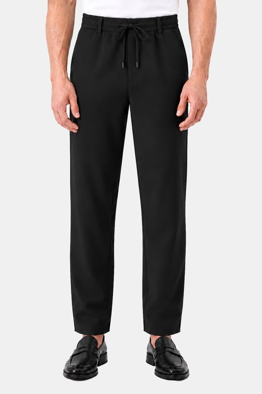 Siyah Dokulu Arka Lastikli Köprü Kemerli Bağcıklı Slim Fit Jogger Pantolon - Sabri Özel