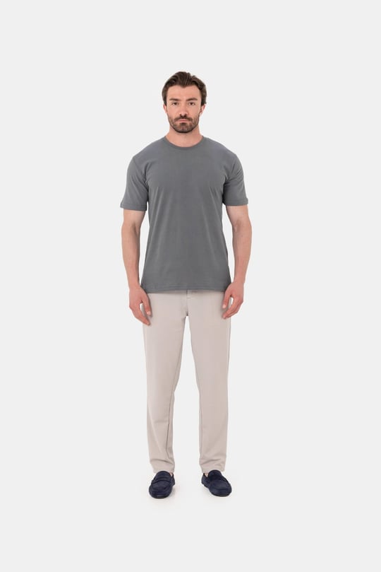 Taş Dokulu Arka Lastikli Köprü Kemerli Bağcıklı Slim Fit Jogger Pantolon