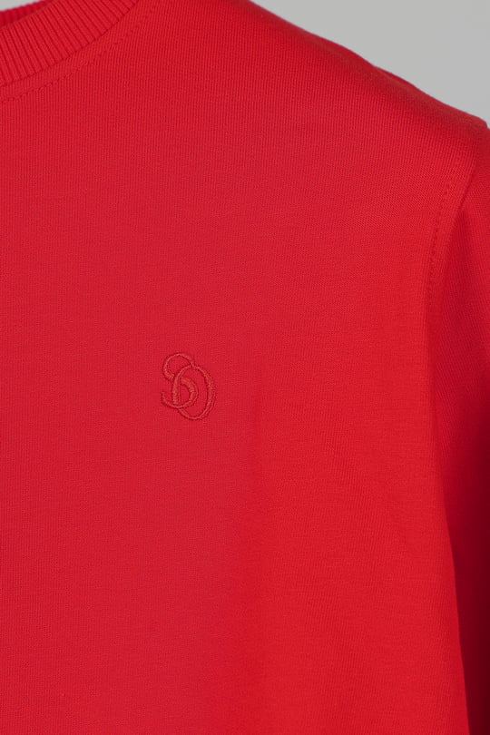 Unisex Kırmızı Regular Fit %100 Pamuk Bisiklet Yaka Sweatshirt
