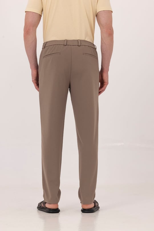 Vizon Dokulu Arka Lastikli Köprü Kemerli Bağcıklı Slim Fit Jogger Pantolon