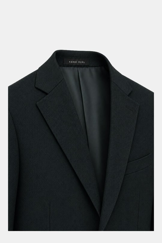 Yeşil Slim Fit Normal Bel 6 Drop Mono Yaka Takım Elbise