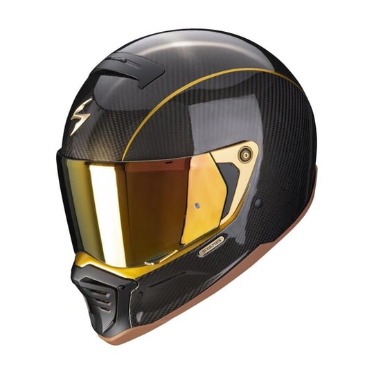 SCORPİON EXO HX1 CARBON SE RETRO MOTOSİKLET KASKI SİYAH / ALTIN 