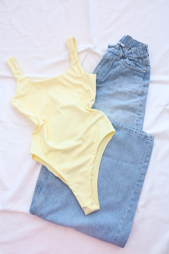 BodysuitKare Yaka Tulumlu Bodysuit