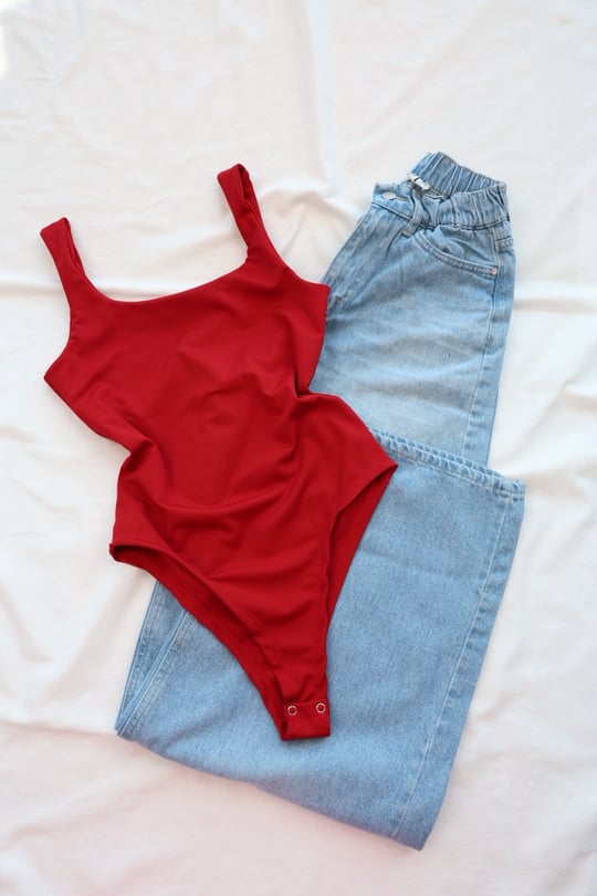 BodysuitKare Yaka Tulumlu Bodysuit