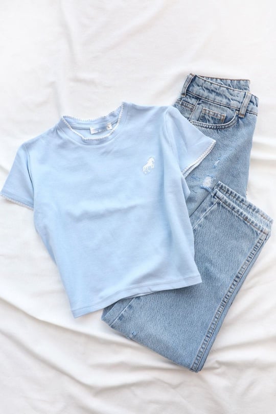 TshirtModal Alt Nakışlı Crop Tshirt