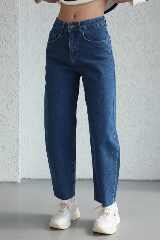 Paça Kesik Barrel Jean
