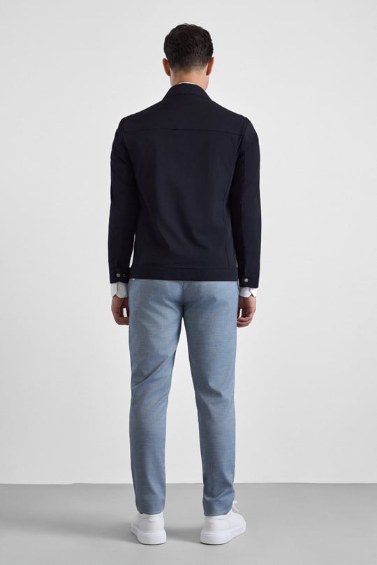 Lacivert Slim Bebe Yaka Düz Yan Cepli Çıtçıtlı Dolgusuz Standart Mont