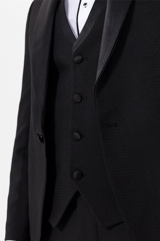 Siyah Slim Fit Armürlü 6 Drop Smokin & Damatlık