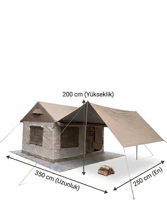 Çadır Dünyası 10-12 Kişilik Şişme Kamp Çadırı - 350x250 cm - Su Geçirmez Oxford Kumaş
