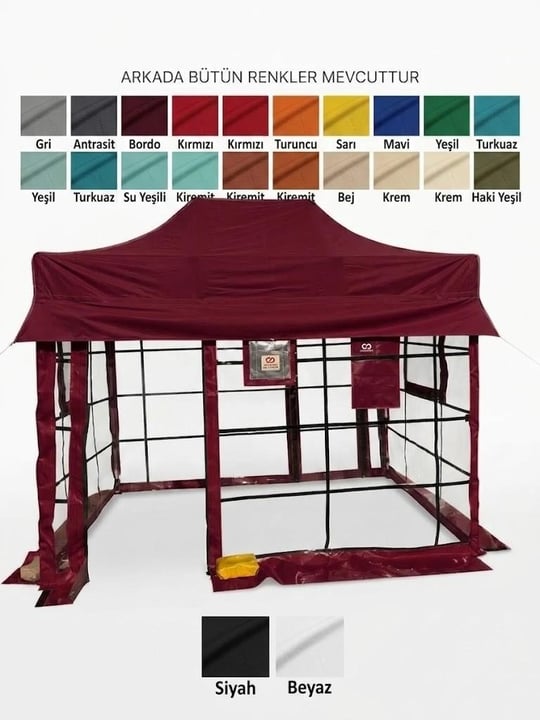 Çadır Dünyası 2x3 m Pratik Kurulum Çadır - 4 Mevsim Akrilik - 25x125 cm Kapalı Ebat