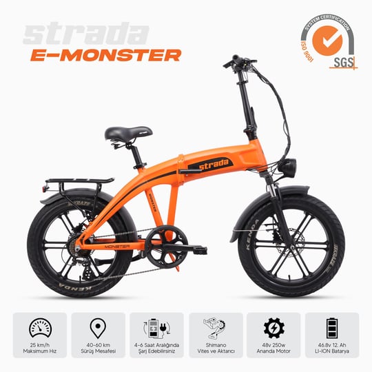 Strada E-Monster 20 Jant Katlanabilir Yüksek Torklu Elektrikli Bisiklet