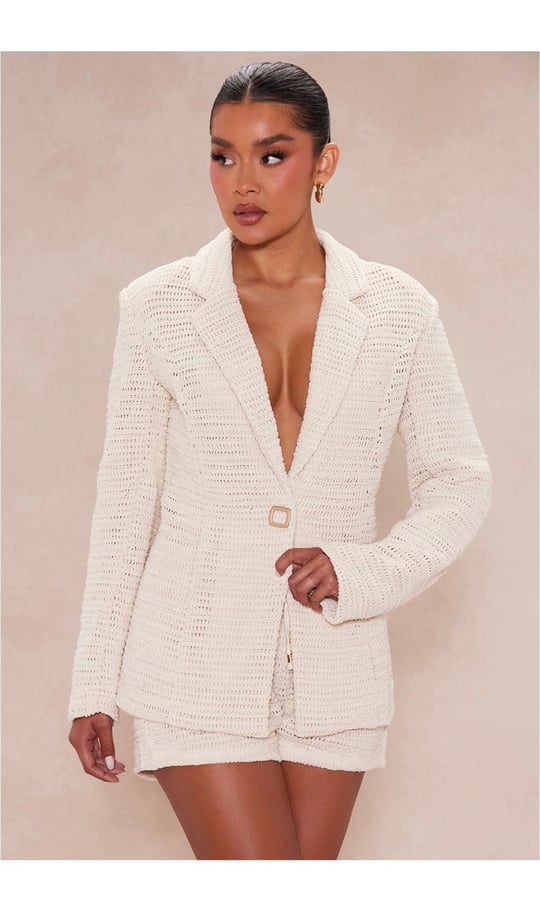Mykonos Crochet Blazer Short Set
