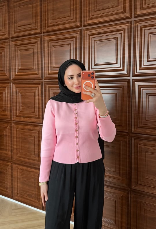 FLOWER MERSERİZE HIRKA PEMBE