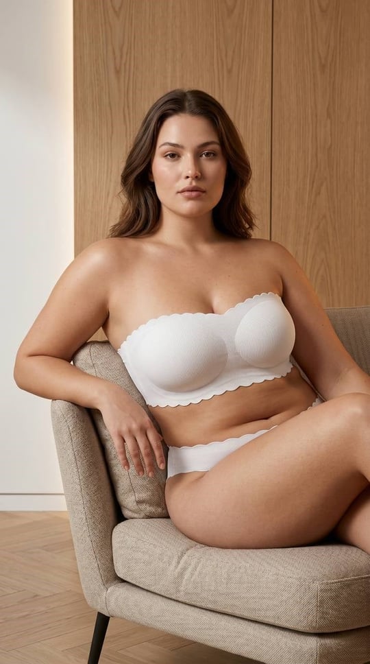 Bulut Koleksiyonu Büyük Beden C & D cup Strapless Sütyen Fitilli Beyaz (arkası ayarlanan)