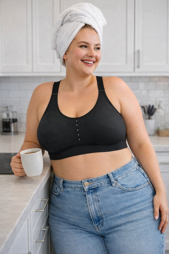 Bulut Koleksiyonu Lazer Kesim Dikişsiz C & D Cup Büyük Beden Sütyen Siyah