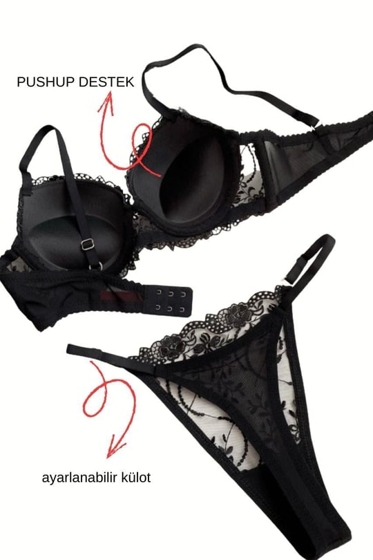 Dantel Dark Love Push Up Destekli B CUP SütyenTakımı