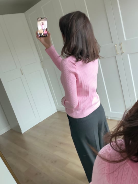  Örgü Model Pembe Renk Polo Yaka Triko