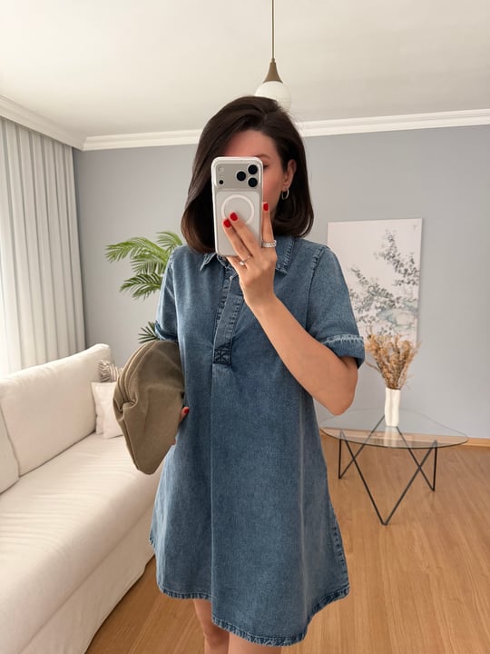 Bellora Açık Denim Renk Cepli Elbise 