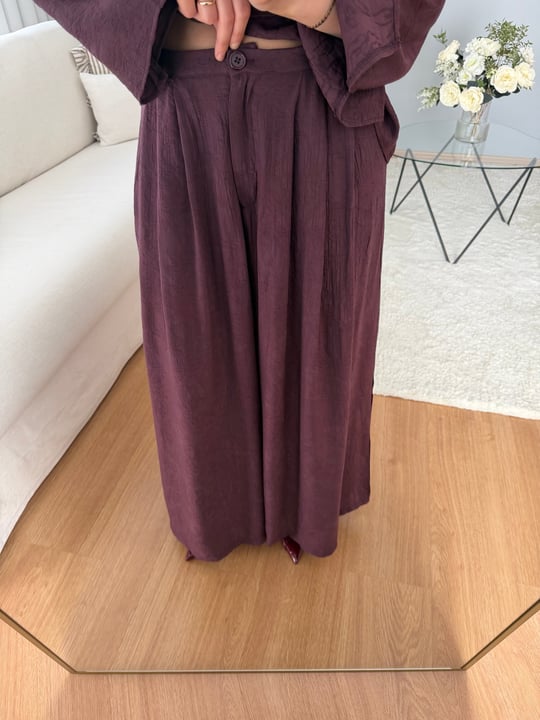 Degaje Yaka Pantolonlu Bordo Takım