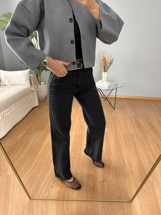 Düz Kesim Antrasit Jean