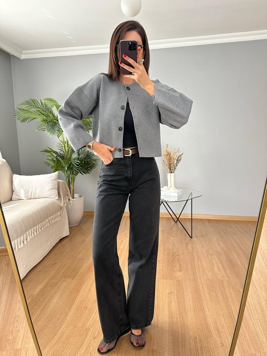 Düz Kesim Antrasit Jean