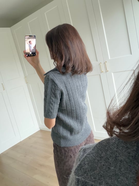 Gri Örgü Model Polo Yaka Triko