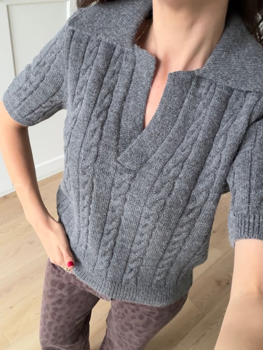 Gri Örgü Model Polo Yaka Triko