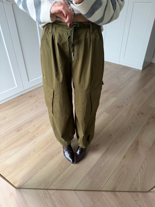 Haki Renk Beli Lastikli Kargo Pantolon 