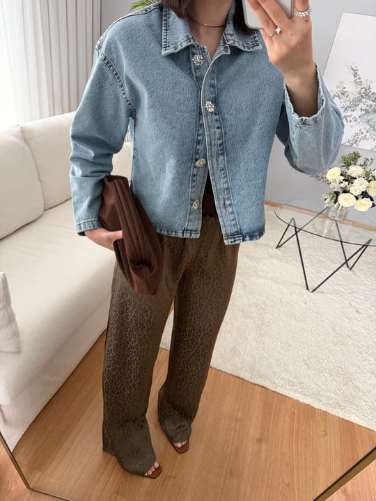 Jakarlı Haki Renk Beli Lastikli Pantolon
