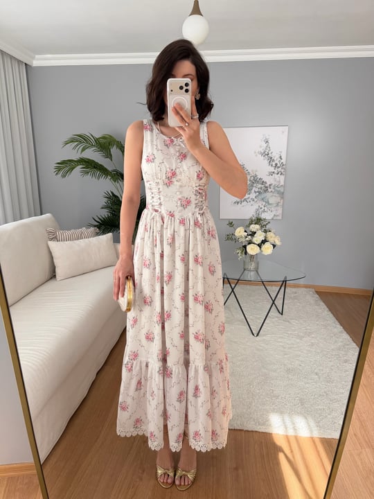 Jasmim Korse Model Çiçekli Elbise