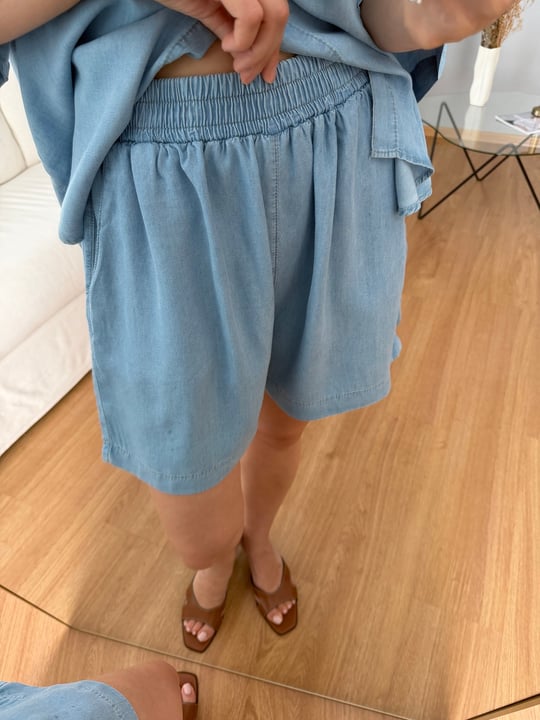 Paline Açık Denim Rengi Şortlu Takım