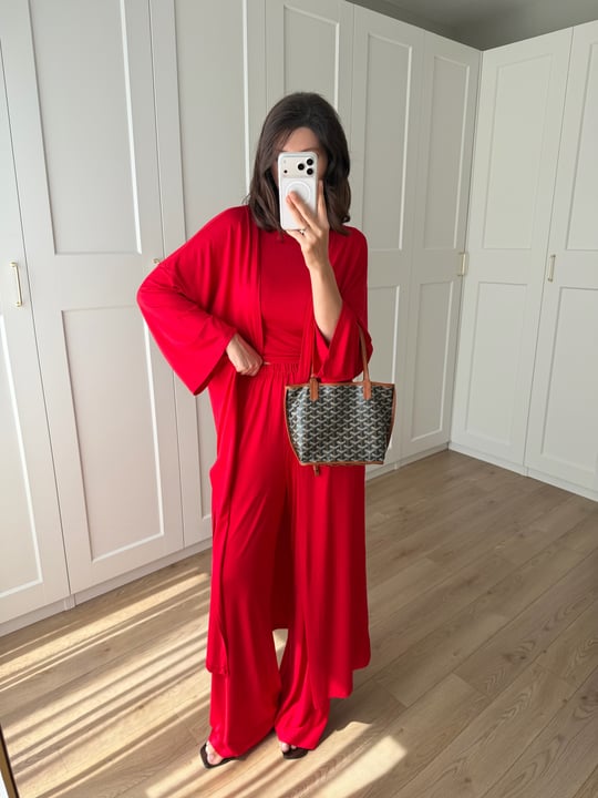 Ruched Kırmızı Renk Üçlü Takım